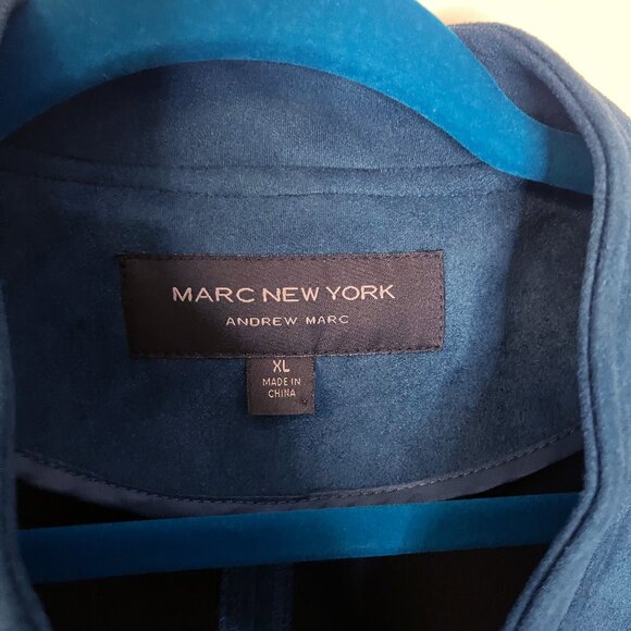 Marc New York Andrew Mark Teal Faux Suede Light Zip Jacket Pockets Size XL - Picture 3 of 5